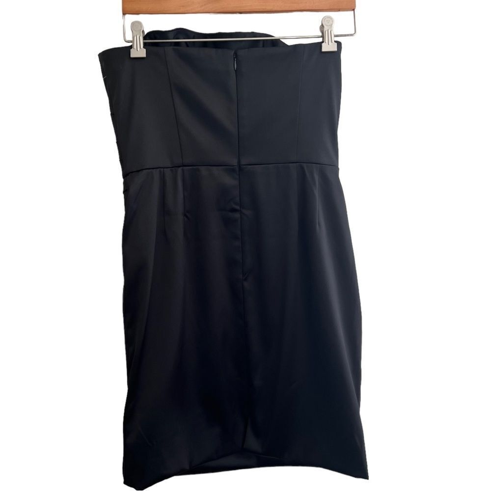 White House | Black Market siz 8 Black Satin Strapless dress EUC - Picture 5 of 13